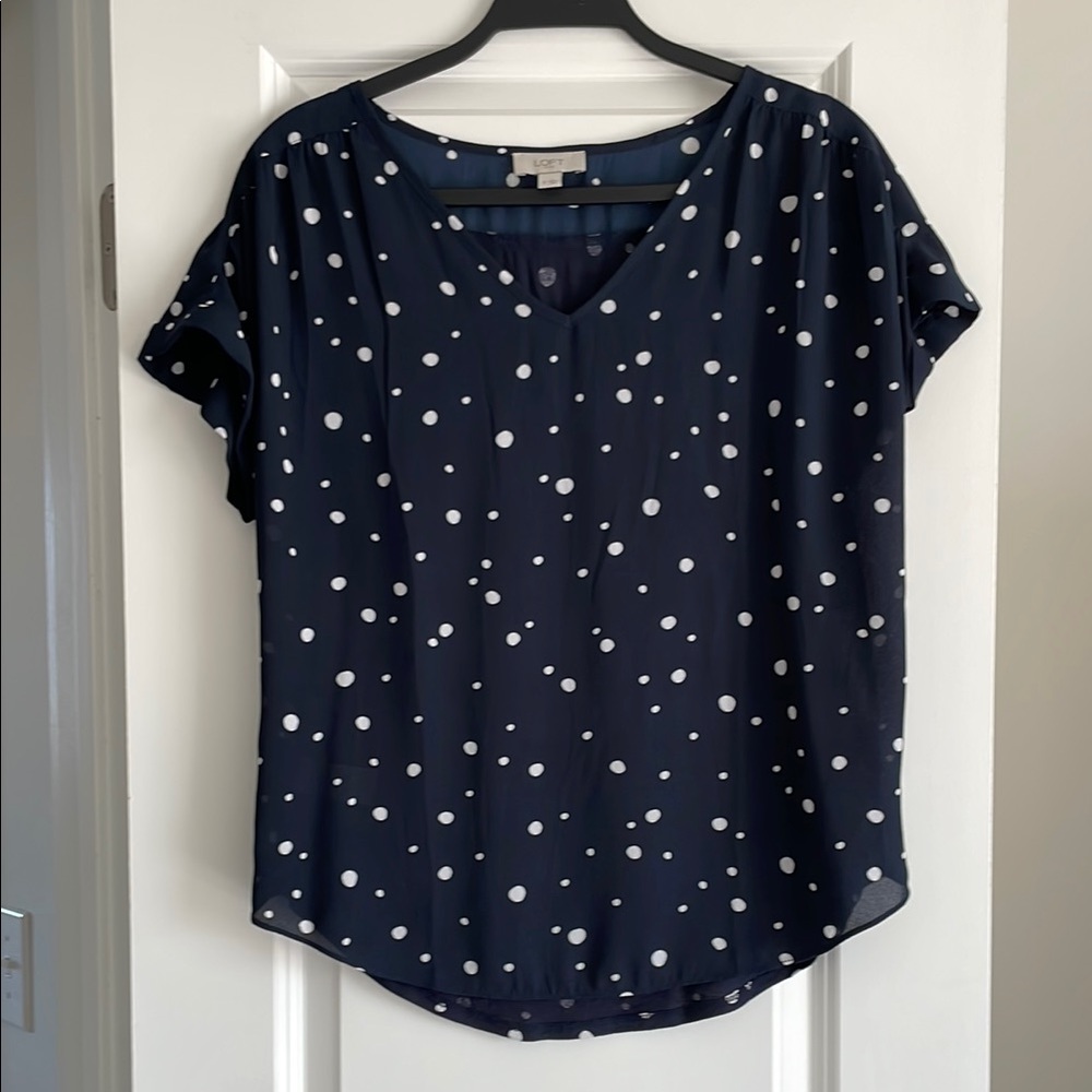 Loft Navy Polka Dot Women's Top
